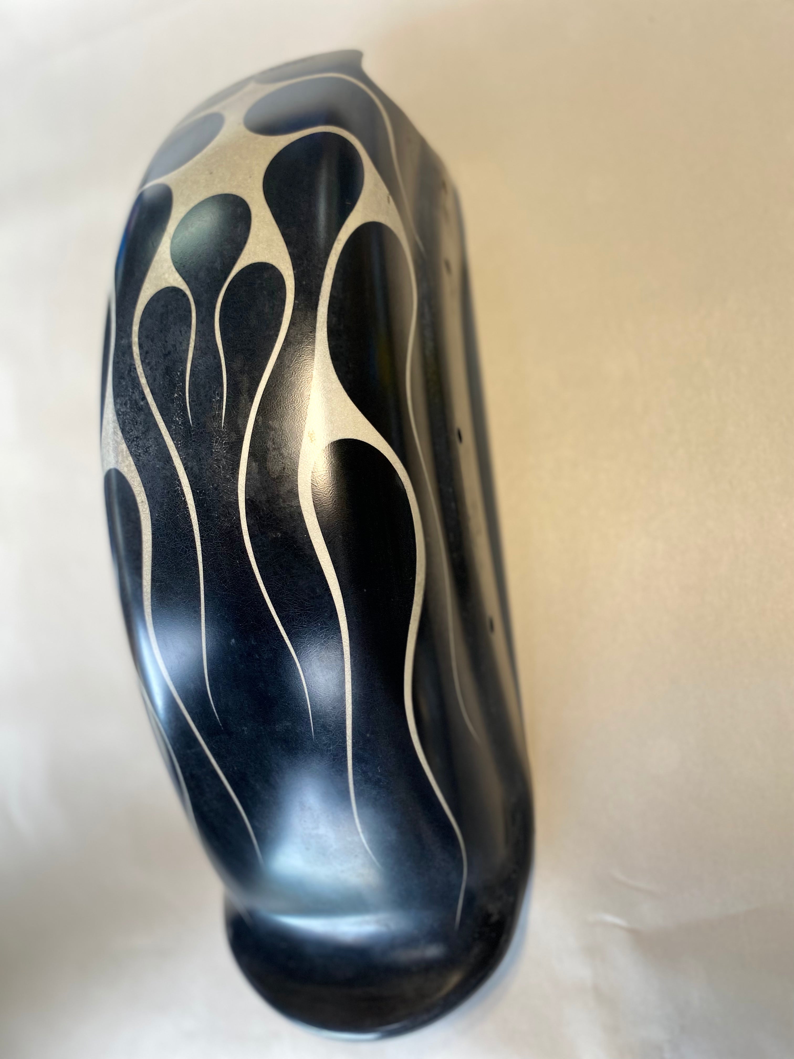 Coffin Tank and Fender Set, Blue with Cream Flames, FXS Big Twin
