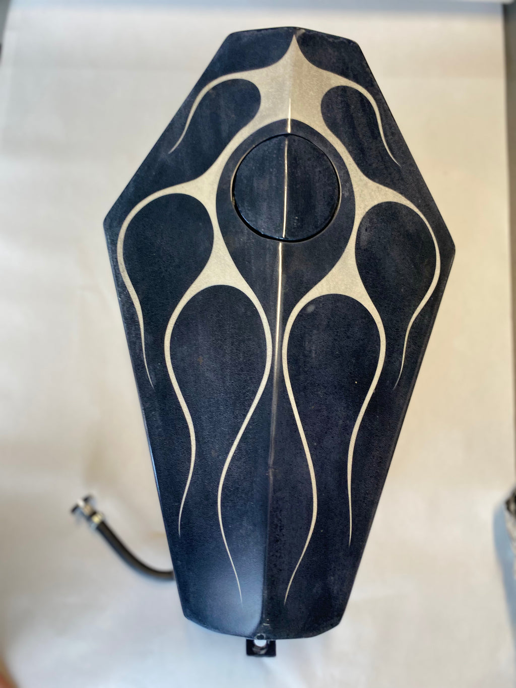 Coffin Tank and Fender Set, Blue with Cream Flames, FXS Big Twin